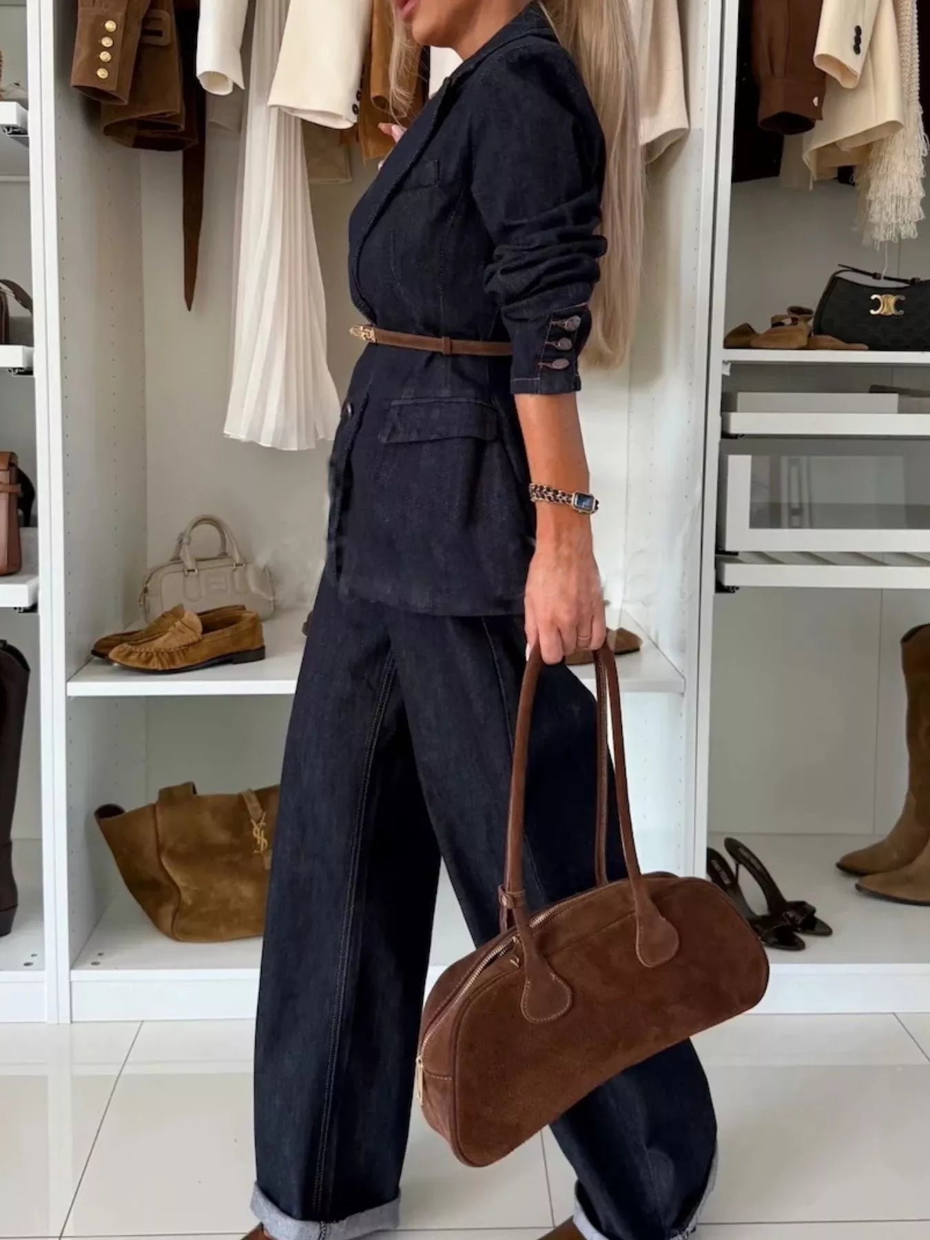 High - Waisted Wide - Leg Washed Jeans - FLORENTINE IRIS