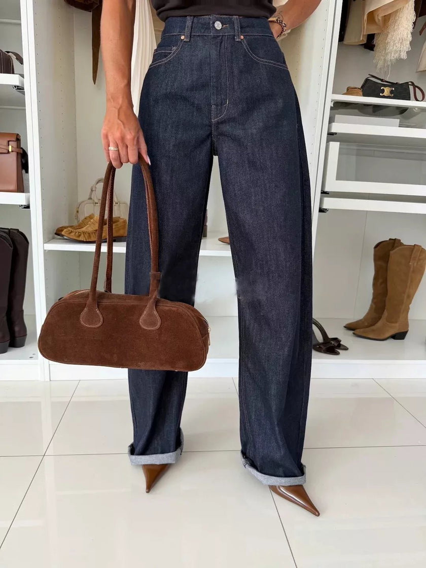 High - Waisted Wide - Leg Washed Jeans - FLORENTINE IRIS