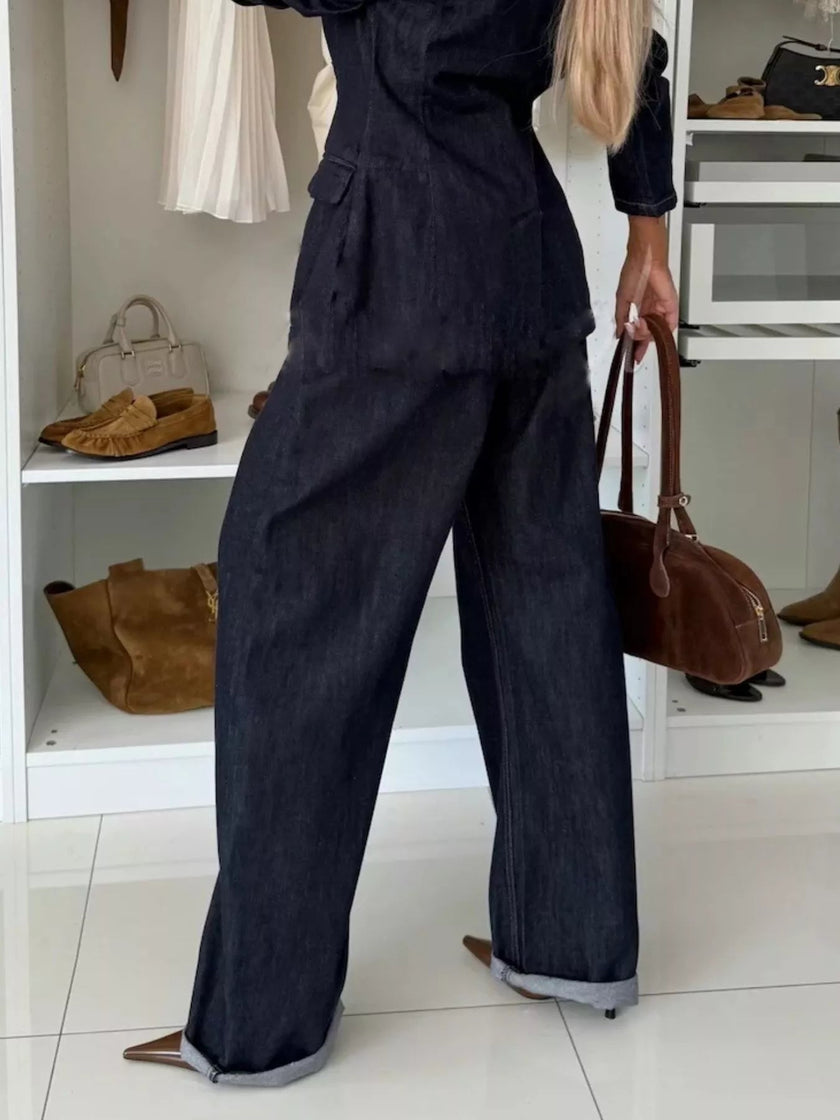 High - Waisted Wide - Leg Washed Jeans - FLORENTINE IRIS