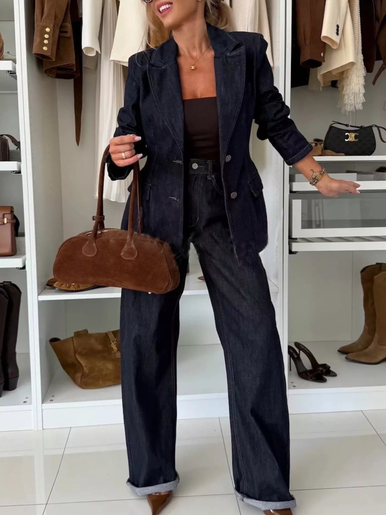 High - Waisted Wide - Leg Washed Jeans - FLORENTINE IRIS