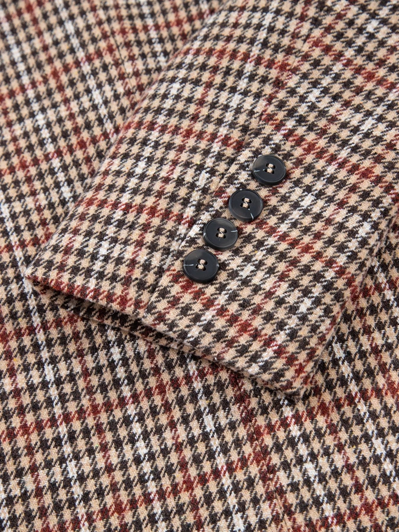 Houndstooth Lapel Collar Blazer - FLORENTINE IRIS