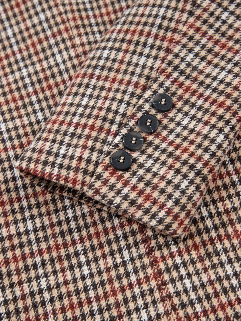 Houndstooth Lapel Collar Blazer - FLORENTINE IRIS