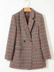 Houndstooth Lapel Collar Blazer - FLORENTINE IRIS