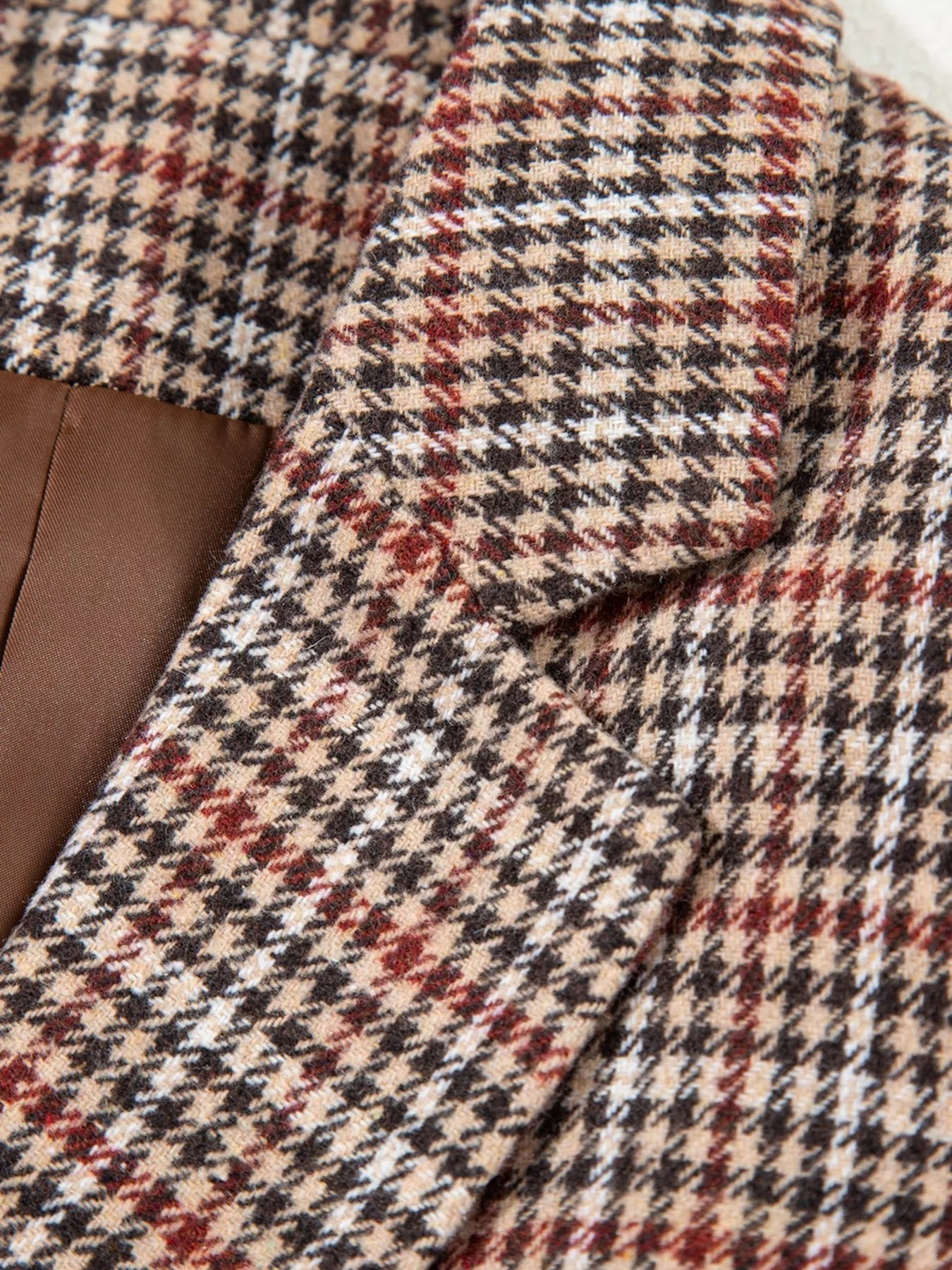 Houndstooth Lapel Collar Blazer - FLORENTINE IRIS