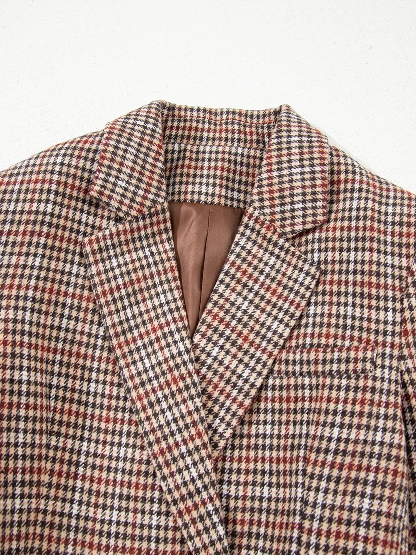 Houndstooth Lapel Collar Blazer - FLORENTINE IRIS