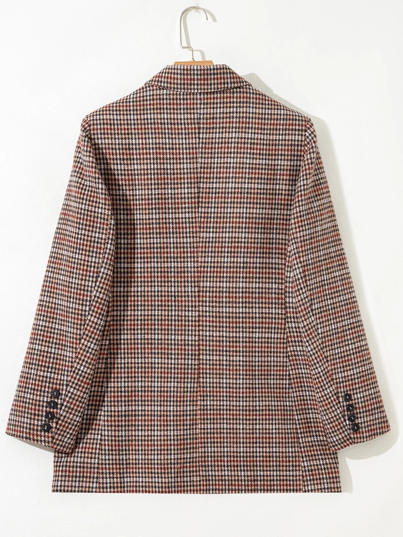 Houndstooth Lapel Collar Blazer - FLORENTINE IRIS