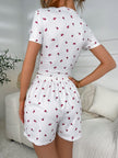 Ivy Lane Floral Ruched T-Shirt and Shorts Lounge Set - FLORENTINE IRIS