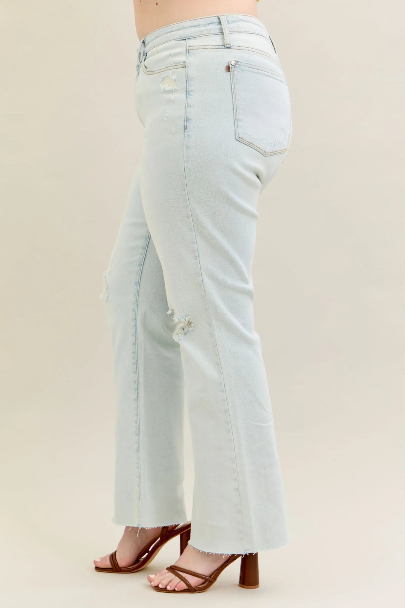 Judy Blue Full Size Destroy & Fray Hem Bootcut Jeans Plus Size - FLORENTINE IRIS