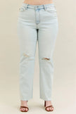 Judy Blue Full Size Destroy & Fray Hem Bootcut Jeans Plus Size - FLORENTINE IRIS