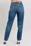 Judy Blue Full Size High Waisted Rigid Magic Non - destroy Straight Leg Jeans Plus Size - FLORENTINE IRIS