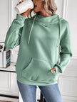 Kangaroo Pocket Long Sleeve Drawstring Hoodie - FLORENTINE IRIS