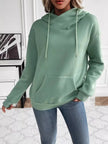 Kangaroo Pocket Long Sleeve Drawstring Hoodie - FLORENTINE IRIS