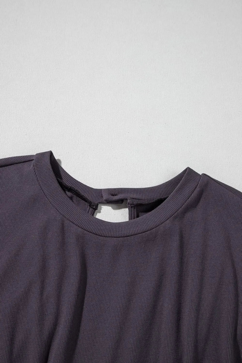 Knit Open Back Cap Sleeve Drawstring Romper - FLORENTINE IRIS