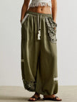 Lace Detail Drawstring Harem Pants - FLORENTINE IRIS