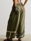 Lace Detail Drawstring Harem Pants - FLORENTINE IRIS