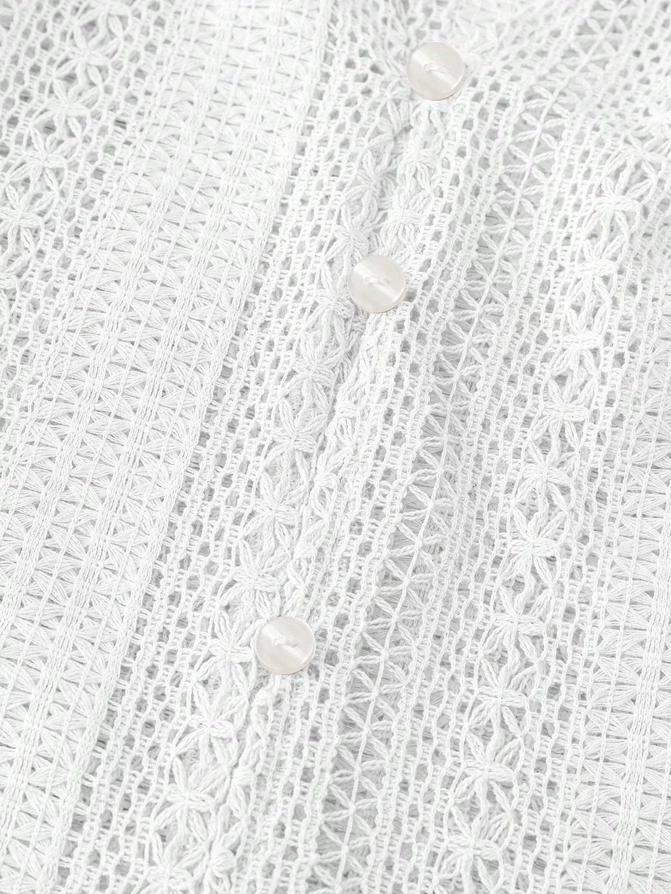 Lace Notched Long Sleeve Shirt - FLORENTINE IRIS