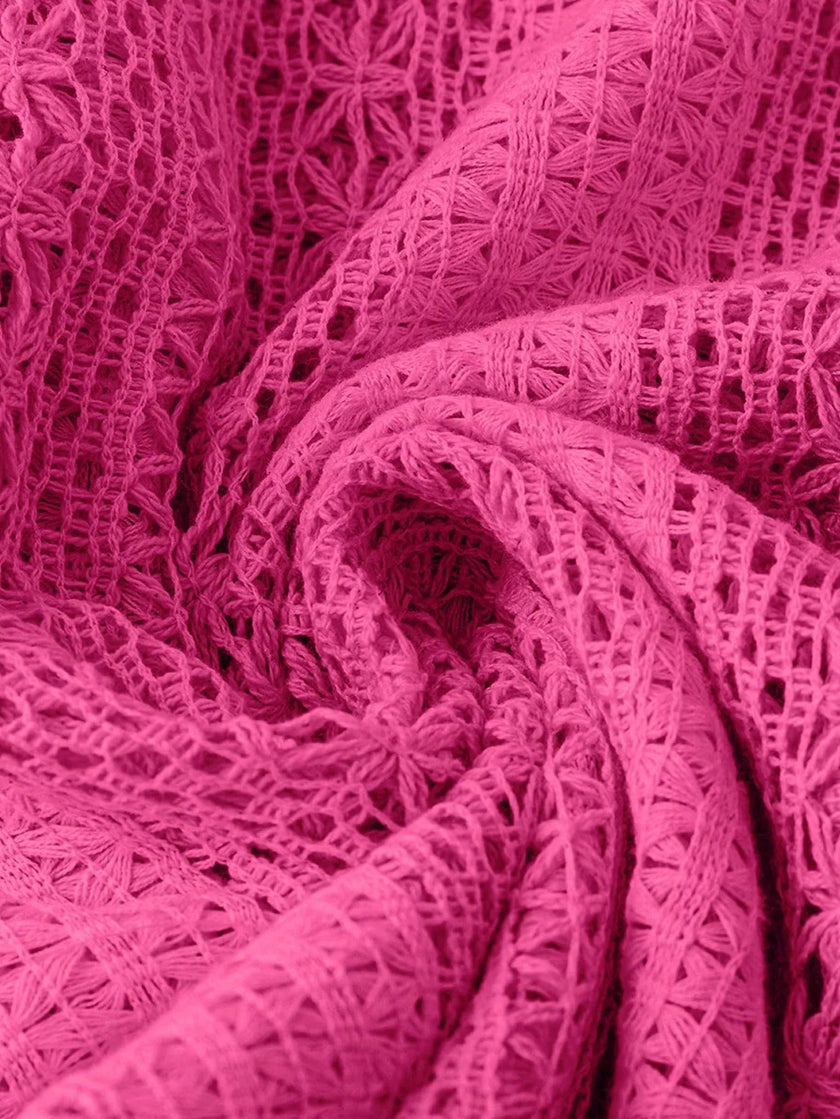 Lace Notched Long Sleeve Shirt - FLORENTINE IRIS