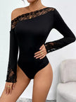 Lace Trim One Shoulder Bodysuit - FLORENTINE IRIS