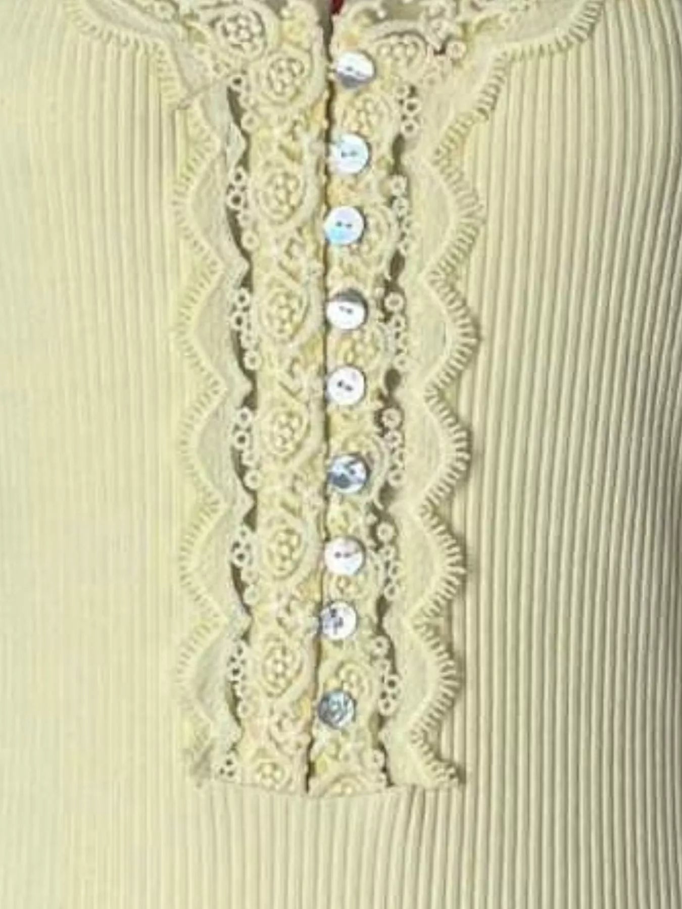 Lace Trim Ribbed Long Sleeve T-Shirt - FLORENTINE IRIS