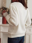 Lace Trim V - Neck Sweater - FLORENTINE IRIS