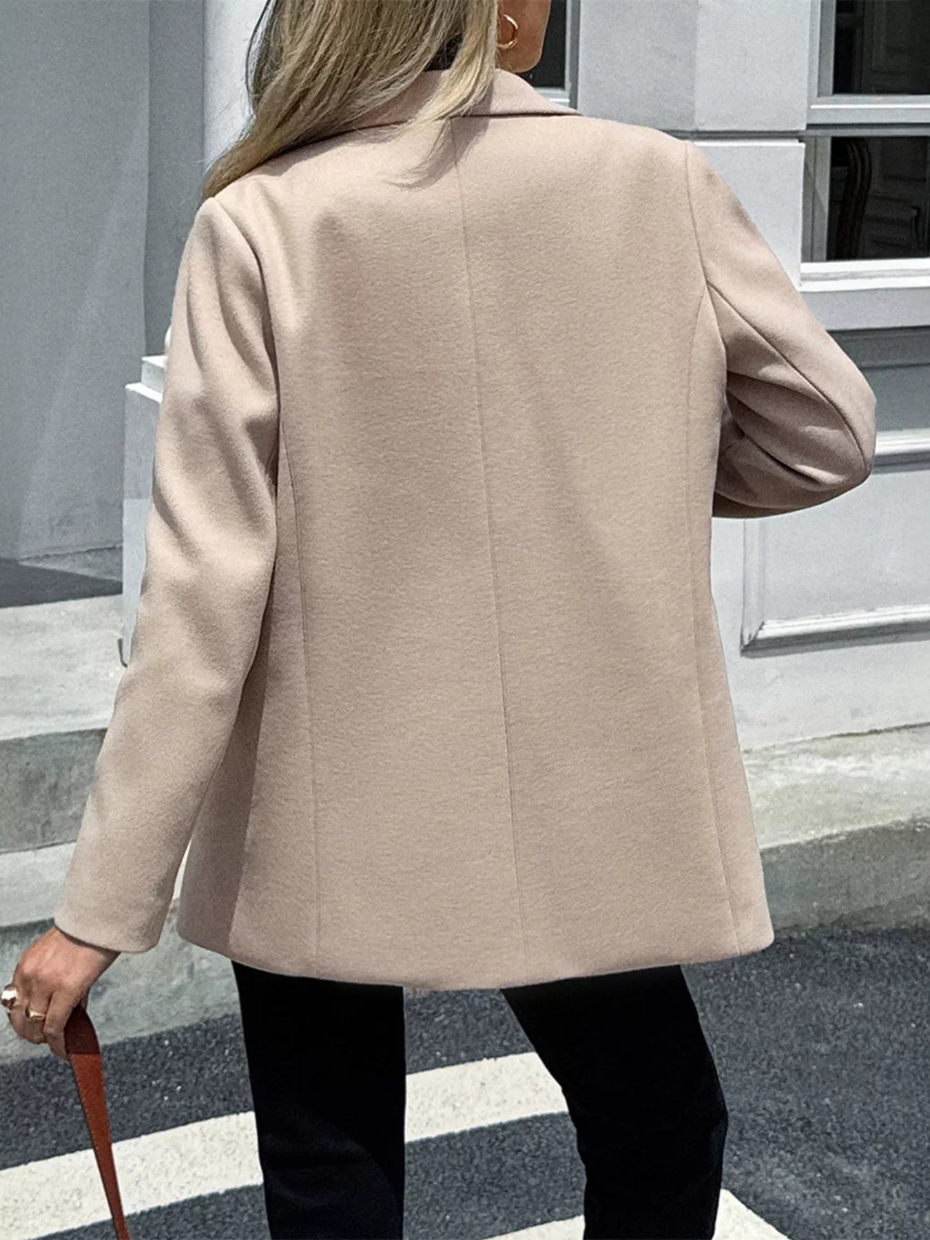 Lapel Collar Button Up Blazer - FLORENTINE IRIS