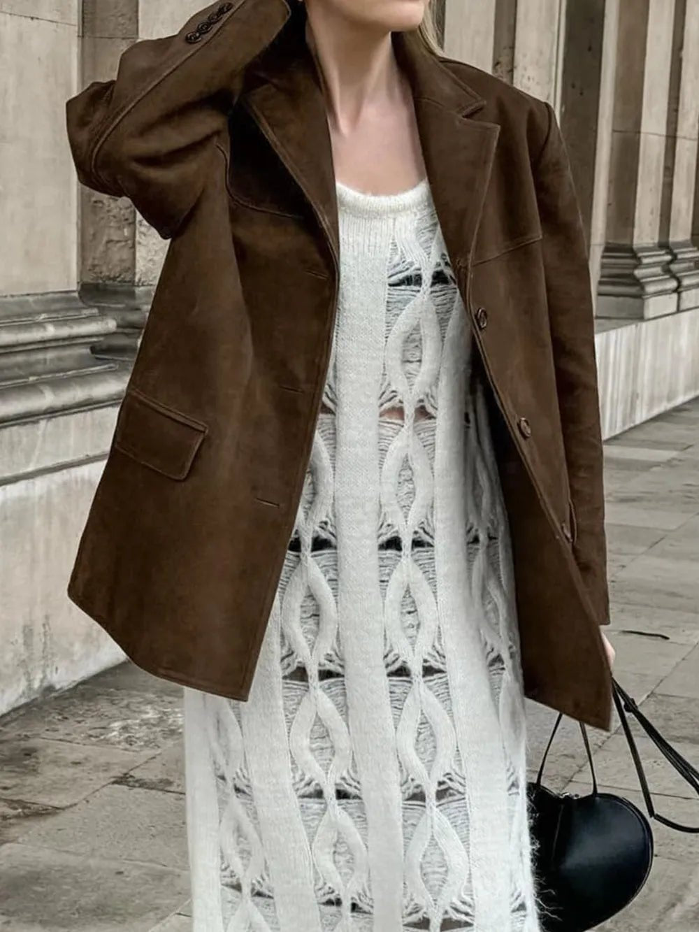 Lapel Collar Button Up Jacket - FLORENTINE IRIS