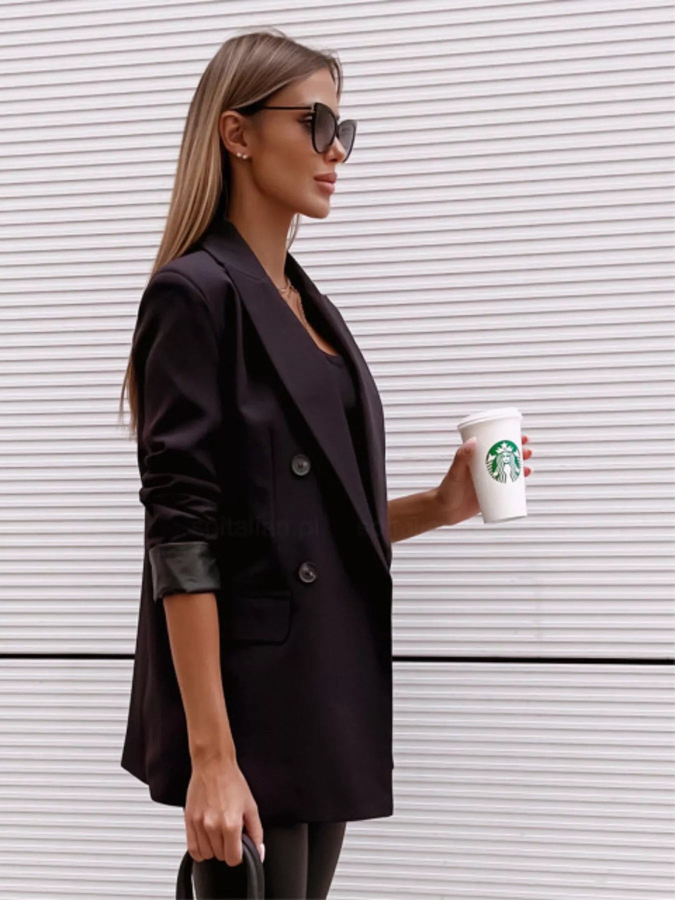 Lapel Collar Long Sleeve Blazer - FLORENTINE IRIS