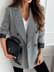 Lapel Collar Long Sleeve Blazer - FLORENTINE IRIS