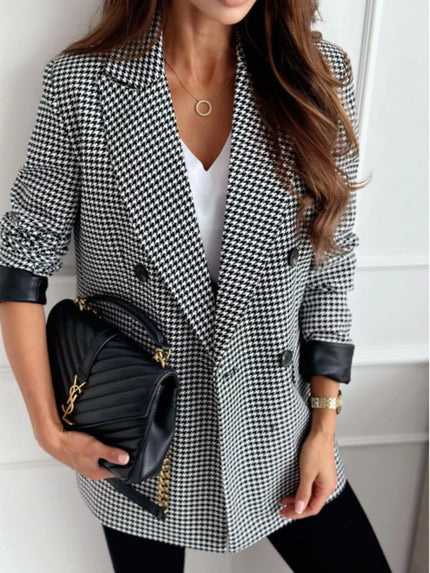 Lapel Collar Long Sleeve Blazer - FLORENTINE IRIS