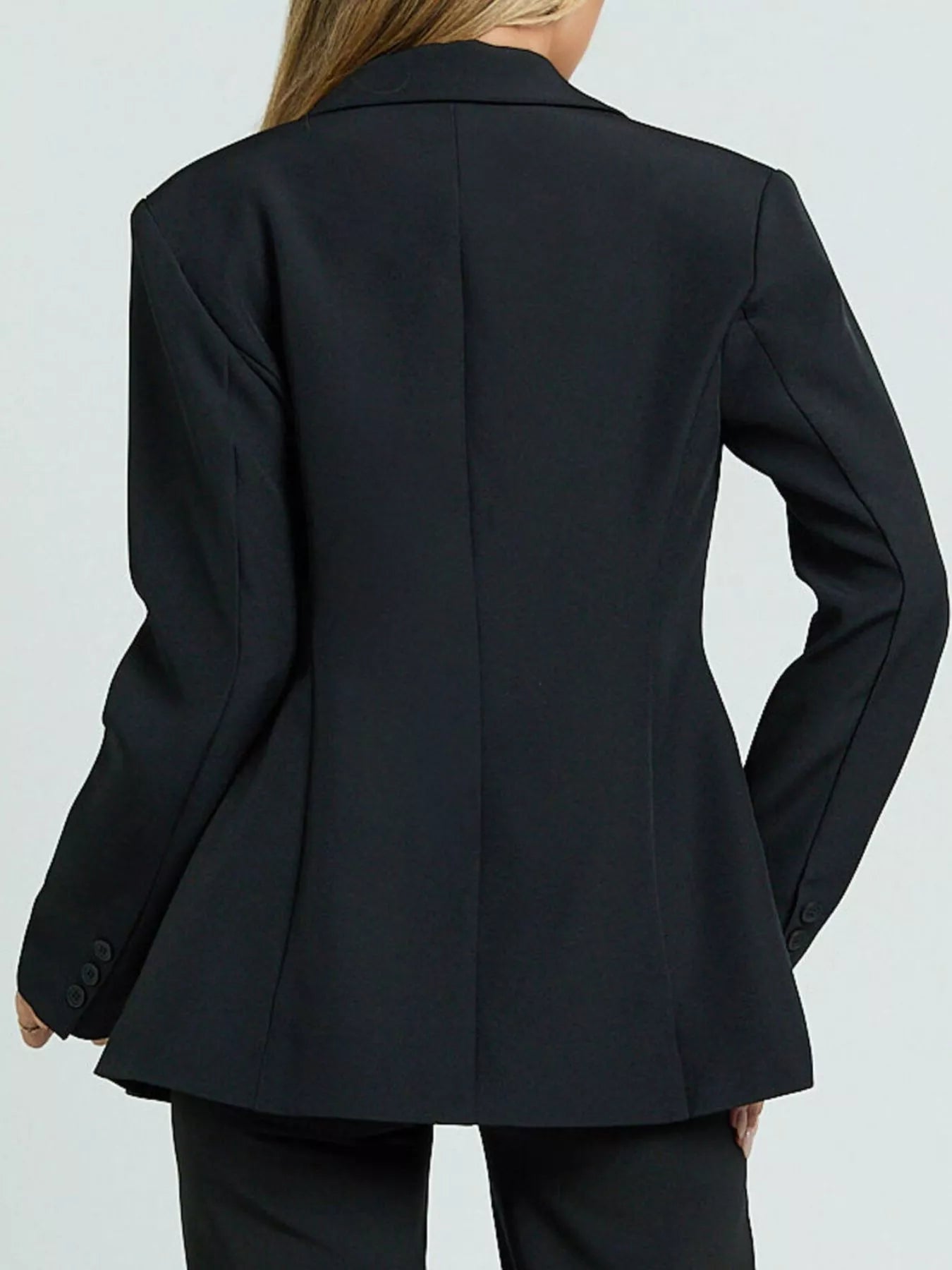 Lapel Collar One Button Blazer - FLORENTINE IRIS