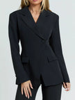 Lapel Collar One Button Blazer - FLORENTINE IRIS