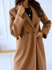 Lapel Collar Wool Blend Overcoat - FLORENTINE IRIS