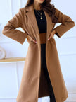 Lapel Collar Wool Blend Overcoat - FLORENTINE IRIS