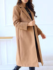 Lapel Collar Wool Blend Overcoat - FLORENTINE IRIS