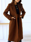 Lapel Collar Wool Blend Overcoat - FLORENTINE IRIS