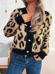 Leopard Fuzzy Button Up Cardigan - FLORENTINE IRIS