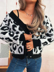 Leopard Fuzzy Button Up Cardigan - FLORENTINE IRIS