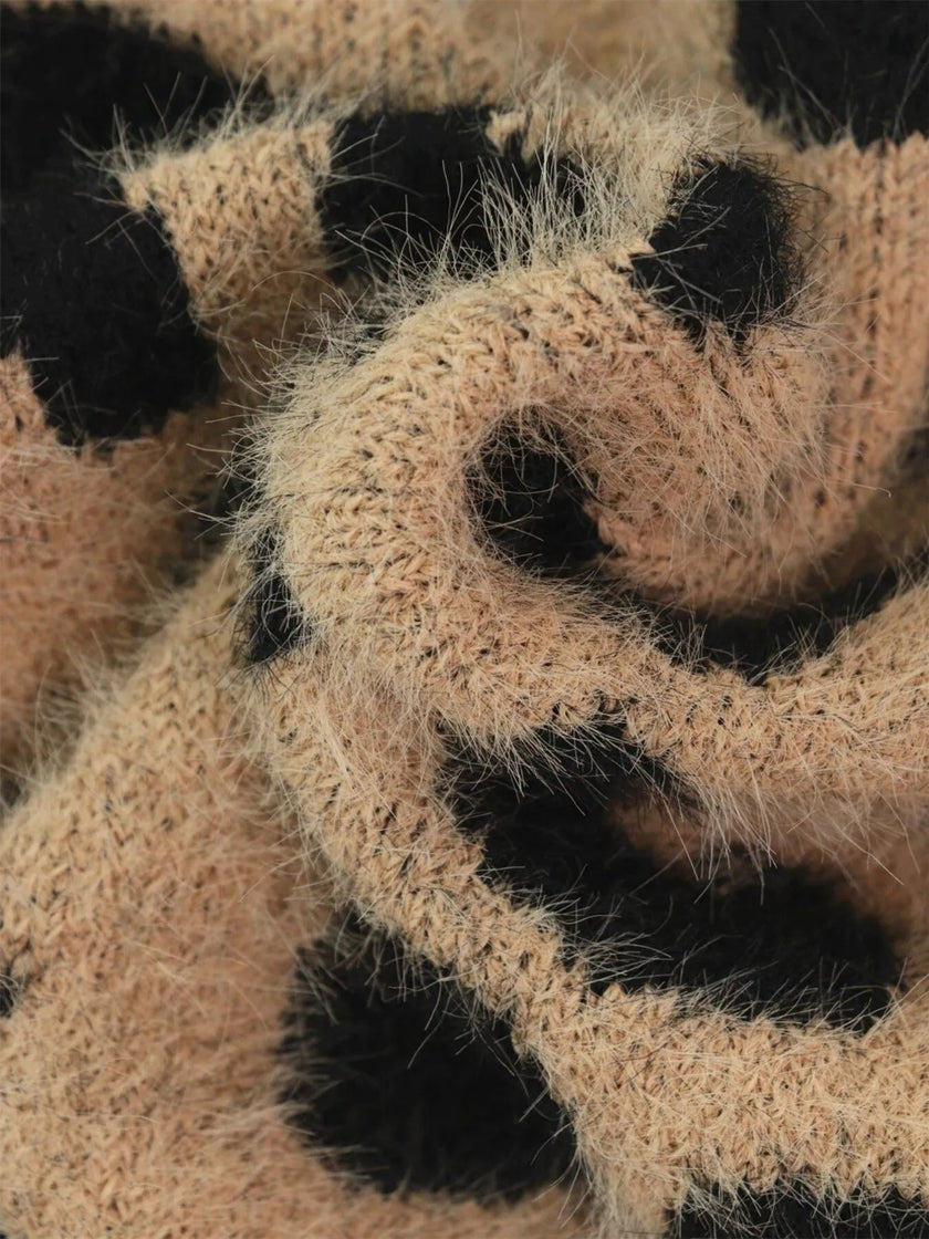 Leopard Fuzzy Button Up Cardigan - FLORENTINE IRIS