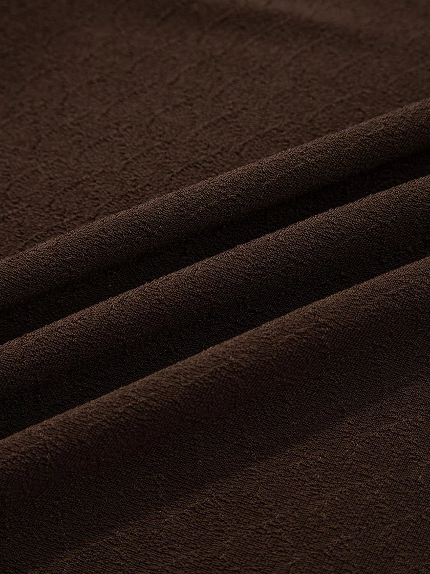 Lettuce Trim Raw Seam Patchwork Jacquard Long Sleeve Top - FLORENTINE IRIS