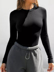 Long Sleeve Crop T-Shirt with Ribbed Texture - FLORENTINE IRIS