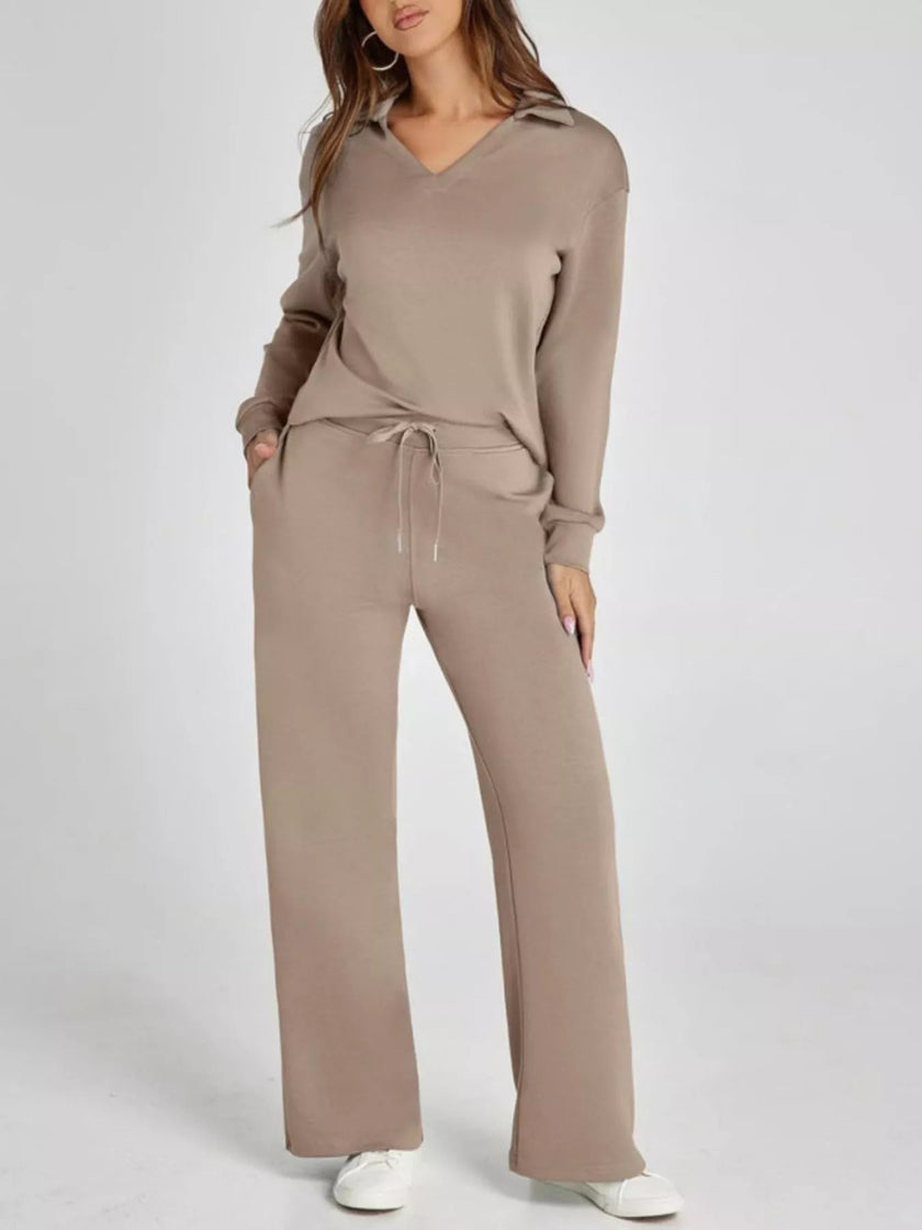 Long Sleeve Top and Pants Plus Size - FLORENTINE IRIS