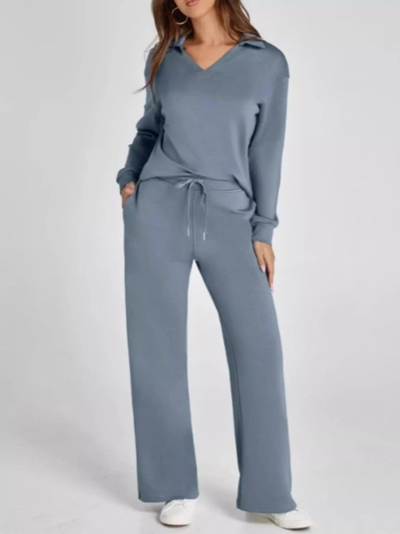 Long Sleeve Top and Pants Plus Size - FLORENTINE IRIS