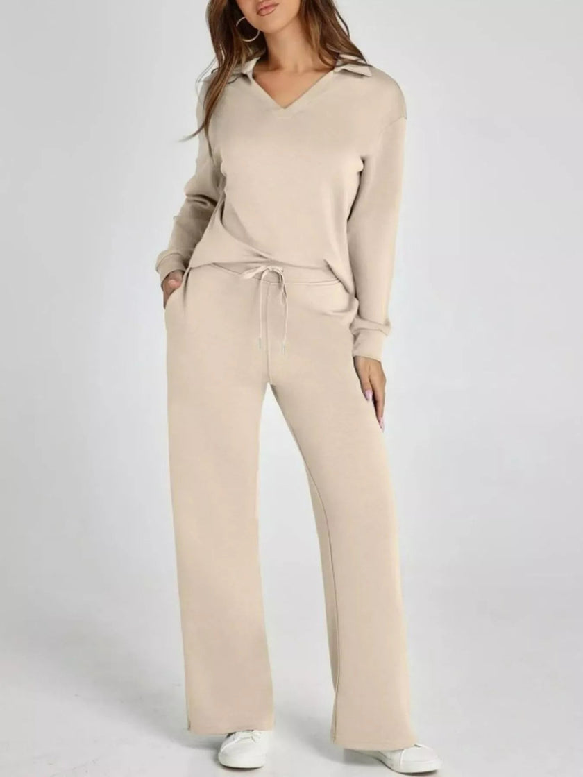 Long Sleeve Top and Pants Plus Size - FLORENTINE IRIS