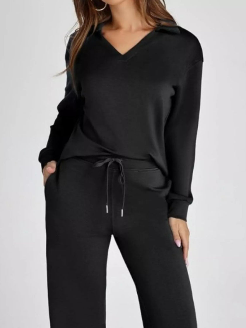 Long Sleeve Top and Pants Plus Size - FLORENTINE IRIS