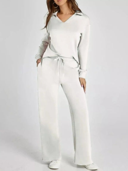 Long Sleeve Top and Pants Plus Size - FLORENTINE IRIS