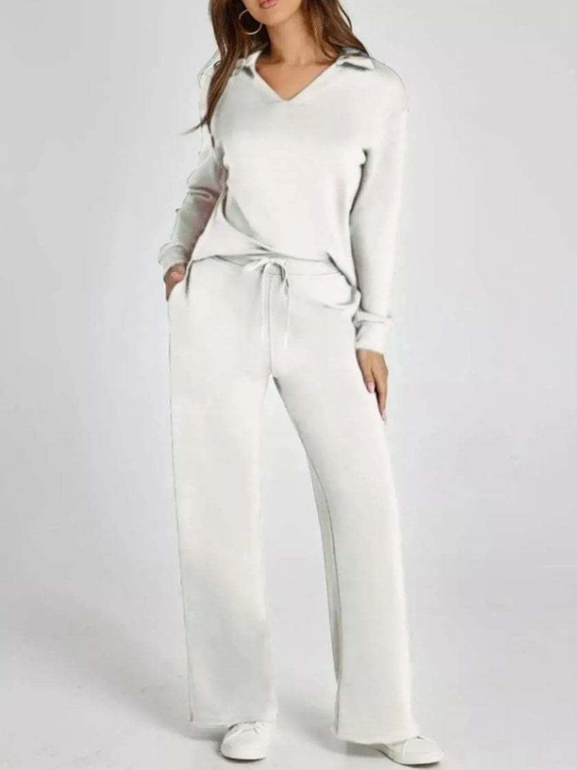 Long Sleeve Top and Pants Plus Size - FLORENTINE IRIS