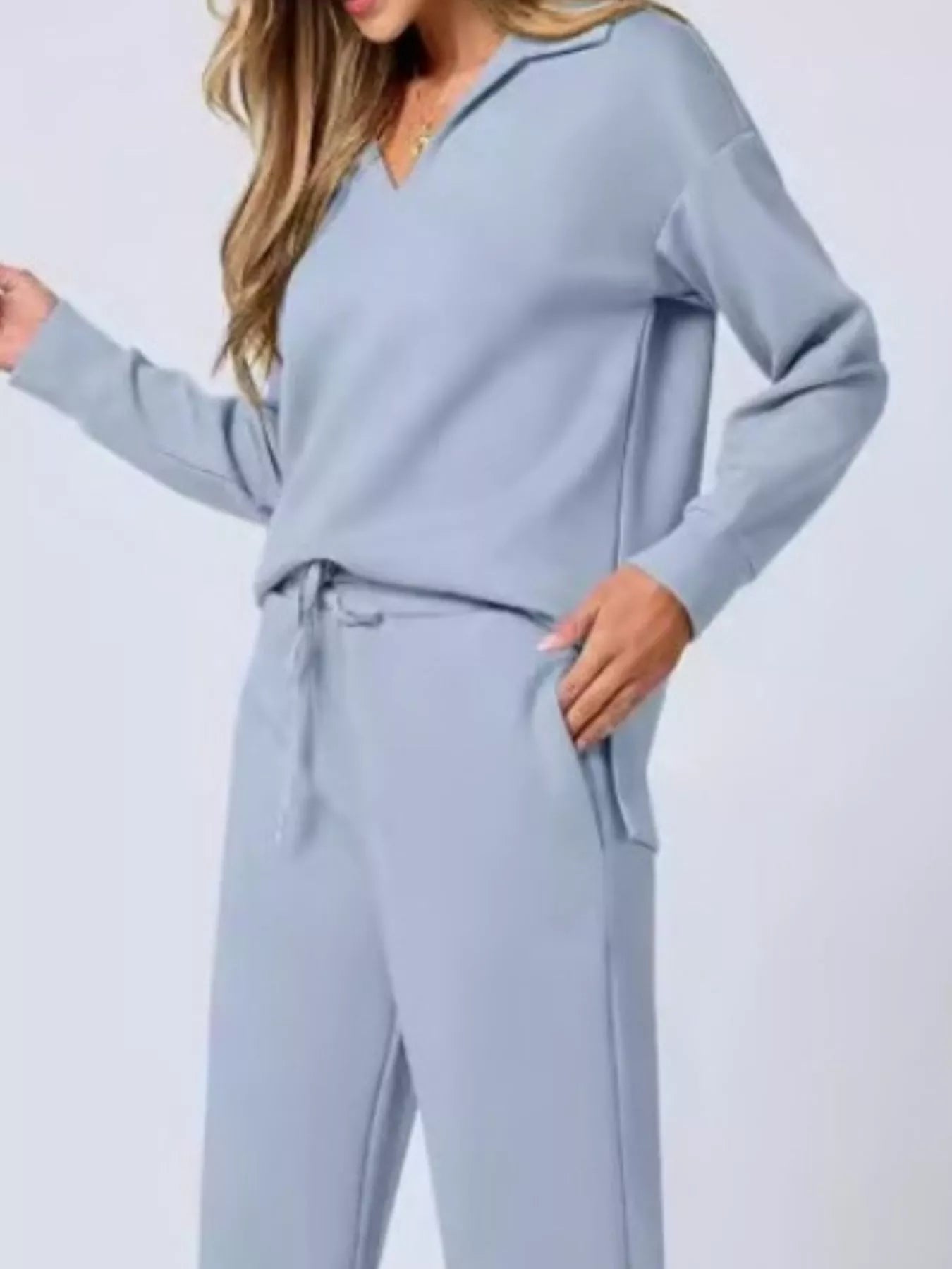 Long Sleeve Top and Pants Plus Size - FLORENTINE IRIS