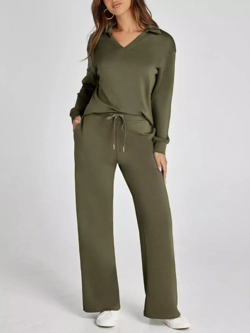 Long Sleeve Top and Pants Plus Size - FLORENTINE IRIS