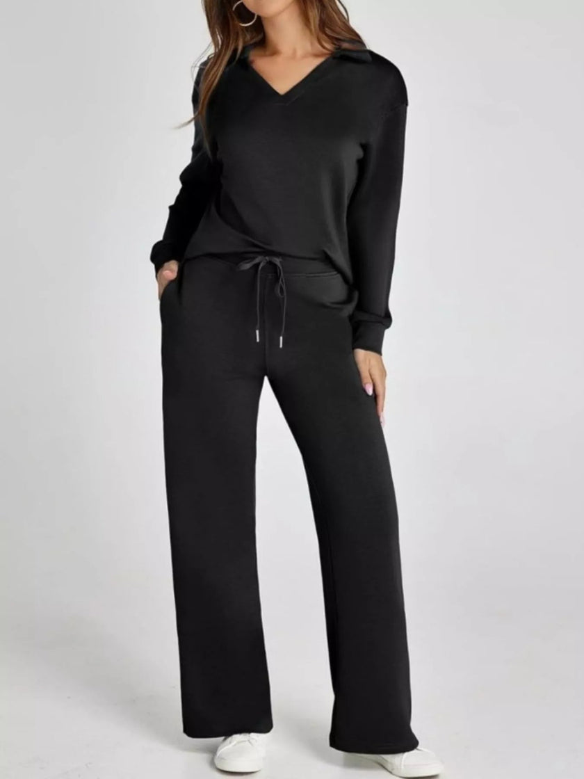 Long Sleeve Top and Pants Plus Size - FLORENTINE IRIS