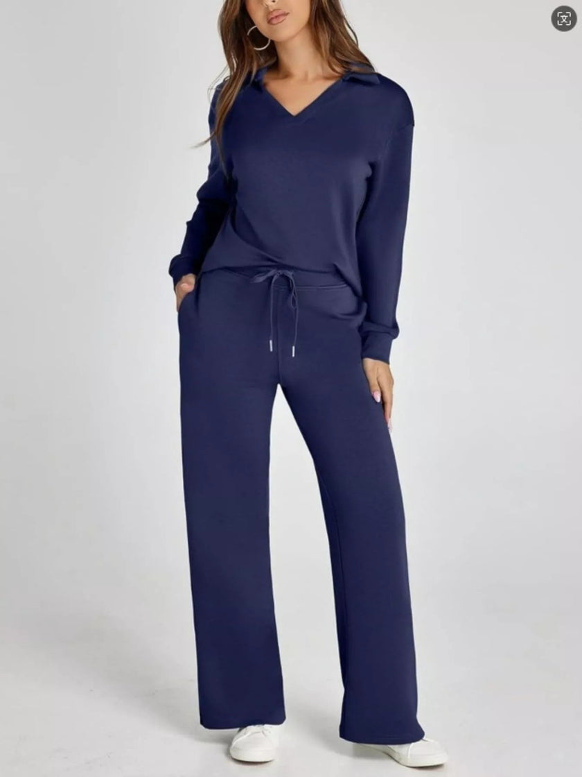 Long Sleeve Top and Pants Plus Size - FLORENTINE IRIS